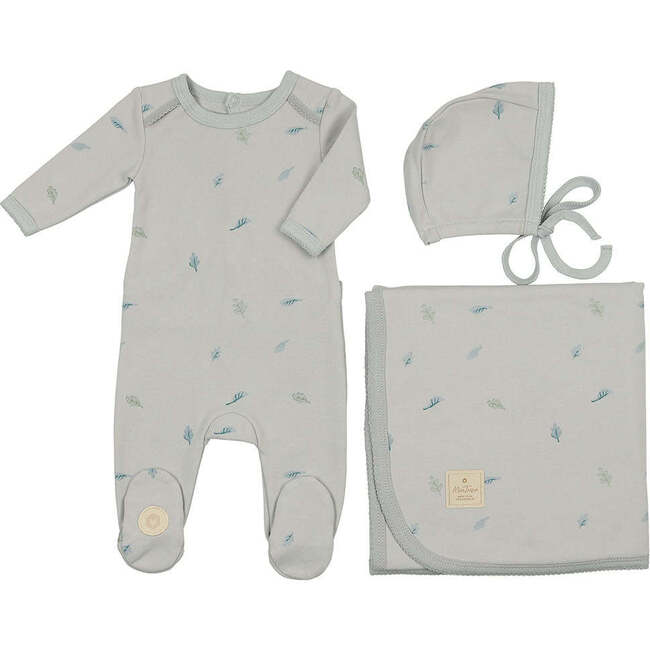 Cascade of Leaves Layette Set Pearl Blue