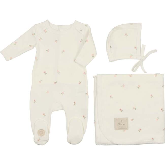 Cascade of Blossoms Layette Set Ivory & Pink