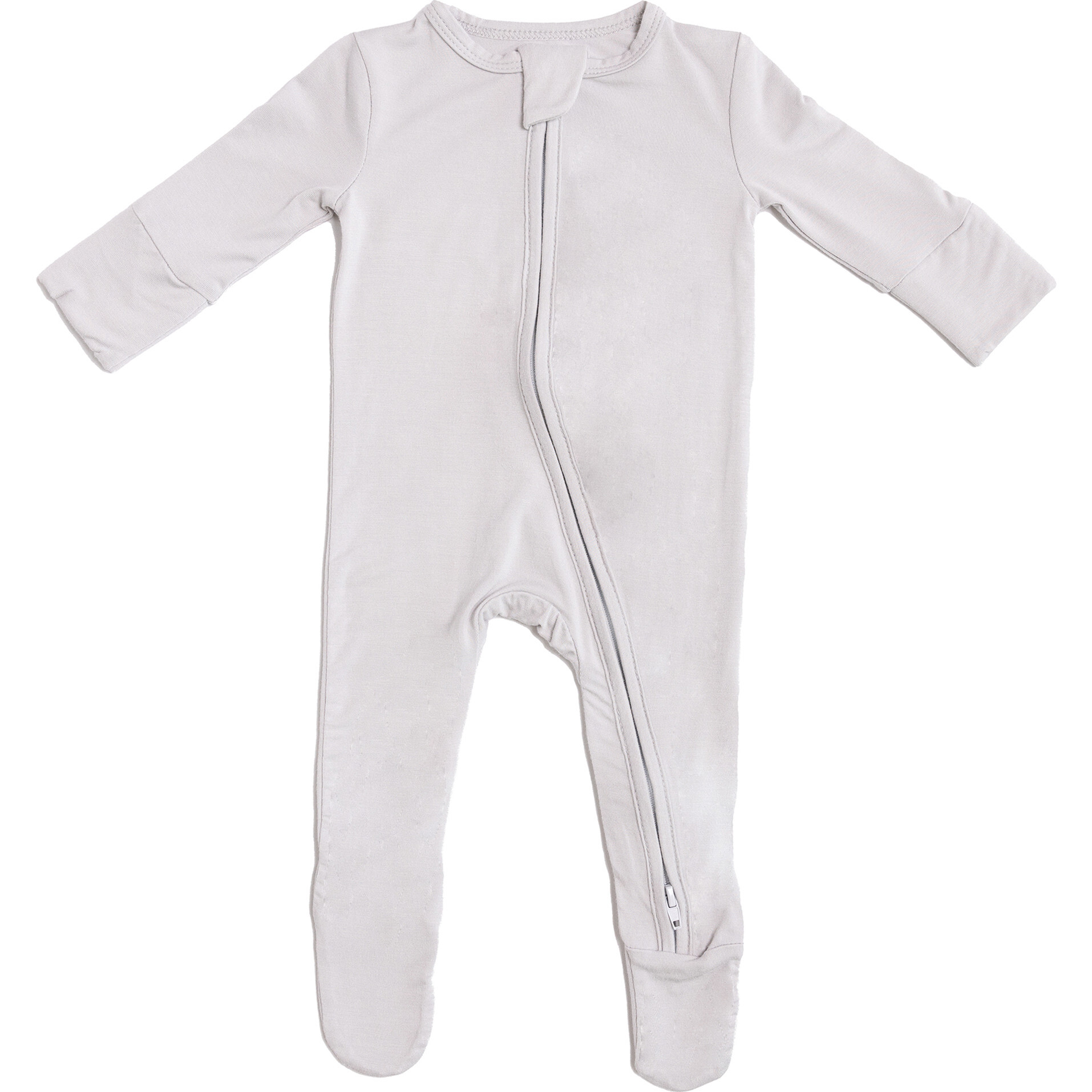 Zip Footie, Fog Grey - Footie Pajamas - 1