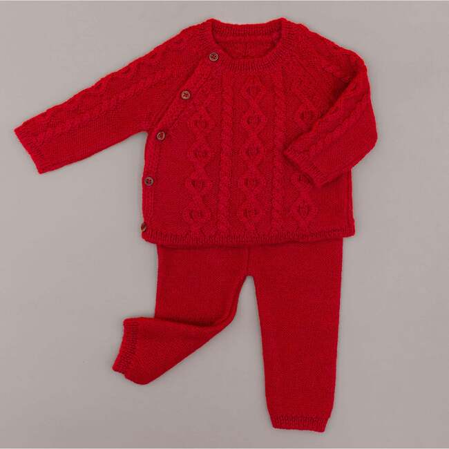 Karmesin Red Nordic Knits Set in Baby Alpaca, Multi