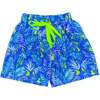 Gui Palm Neon Print Elastic Waist Drawstring Swim Trunks, Multicolors - Swim Trunks - 1 - thumbnail