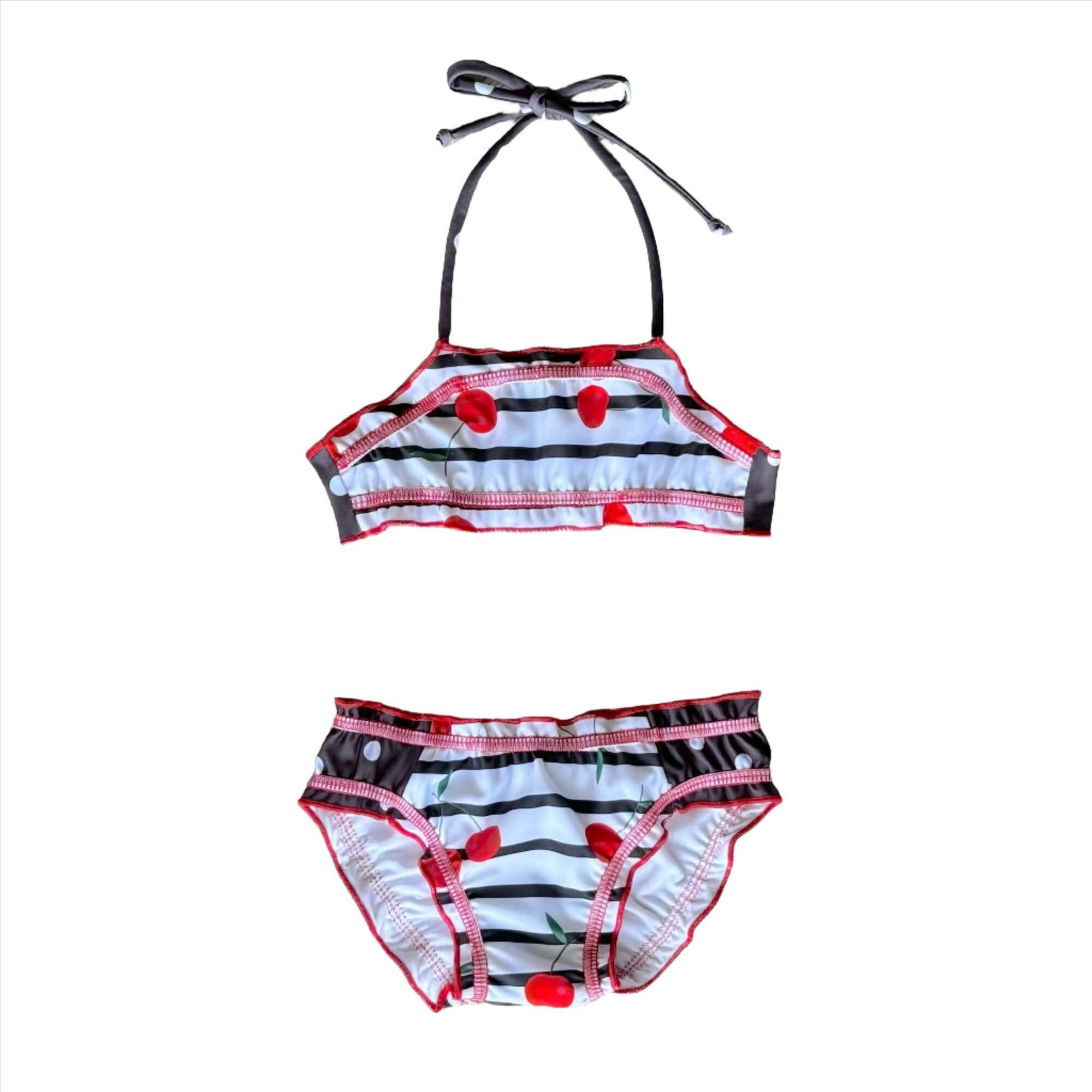 Mila Cherry Top Print Tie Neck UPF 50+ 2-Piece Bikini, Multicolors - Two Pieces - 1