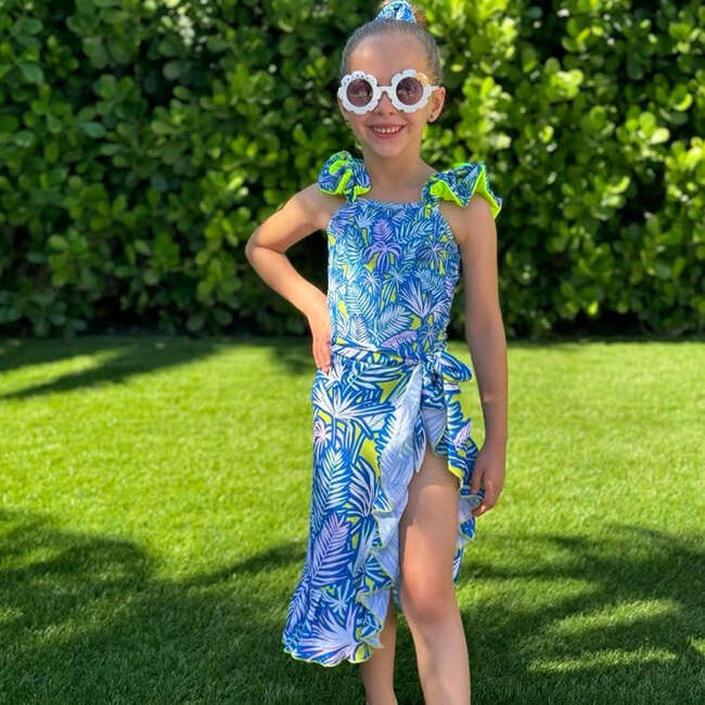 Lexi Palm Neon Print Ruffle Shoulder UPF 50+ One-Piece Swimsuit, Multicolors - One Pieces - 5