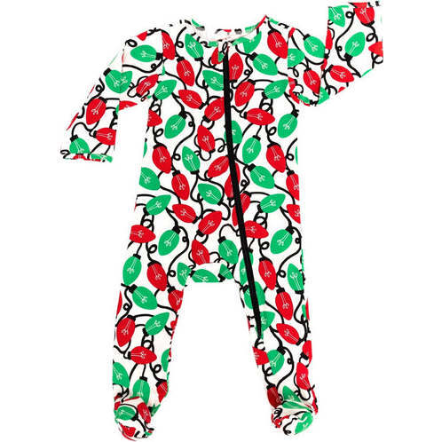 Zippered Footed Onesie, Holiday Lights