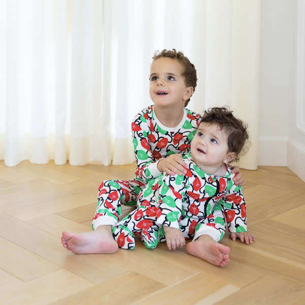 Zippered Footed Onesie, Holiday Lights - Onesies - 3