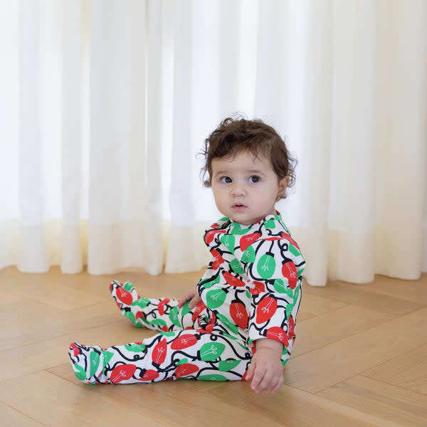 Zippered Footed Onesie, Holiday Lights - Onesies - 5