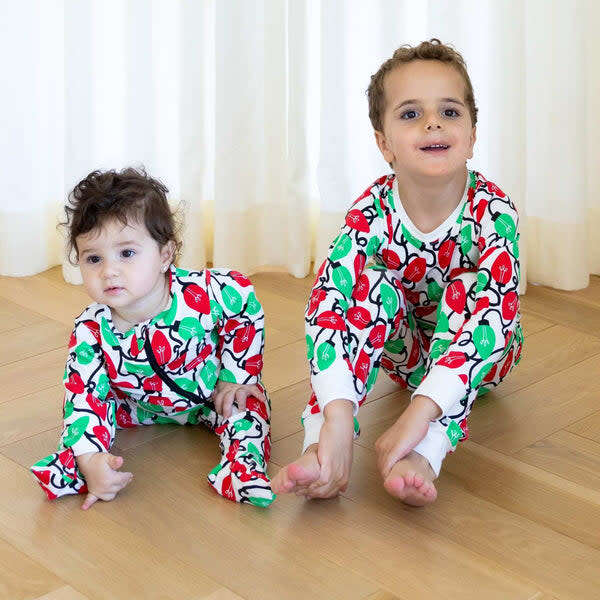 Zippered Footed Onesie, Holiday Lights - Onesies - 6