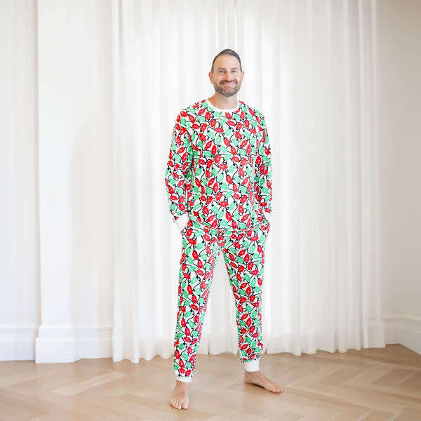 Men's Long Sleeve Pajamas, Holiday Lights - Pajamas - 3