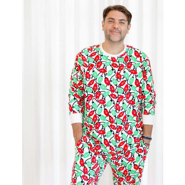 Men's Long Sleeve Pajamas, Holiday Lights - Pajamas - 4