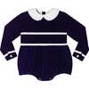 Long Sleeve Grace Bubble, Midnight Blue Velvet - Onesies - 1 - thumbnail