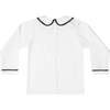 Long Sleeve Henry Peter Pan, Classic White with Tenley Tartan Trim - Shirts - 7