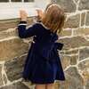 Long Sleeve Grace Dress, Midnight Blue Velvet - Dresses - 5