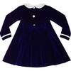 Long Sleeve Grace Dress, Midnight Blue Velvet - Dresses - 7