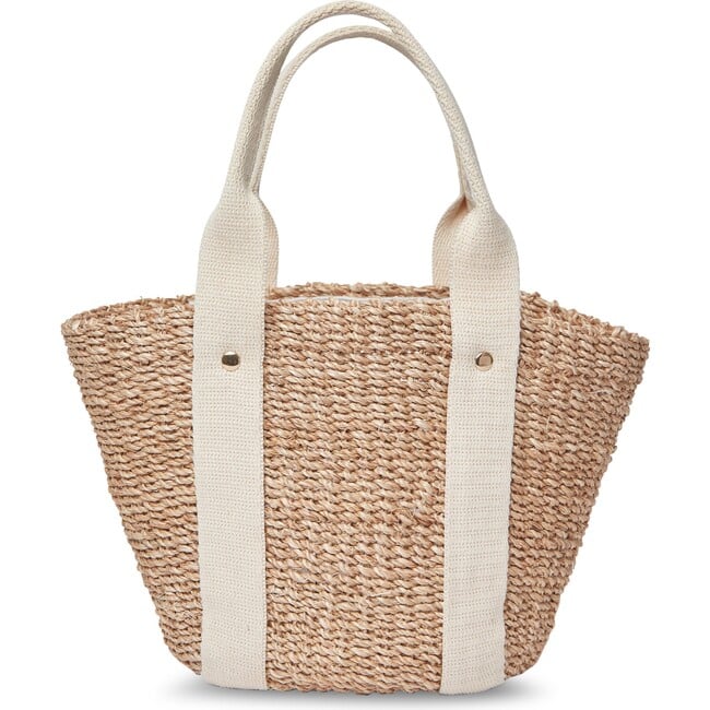 Women's Toci Straw Cotton Handle Mini Tote Bag, Ivory