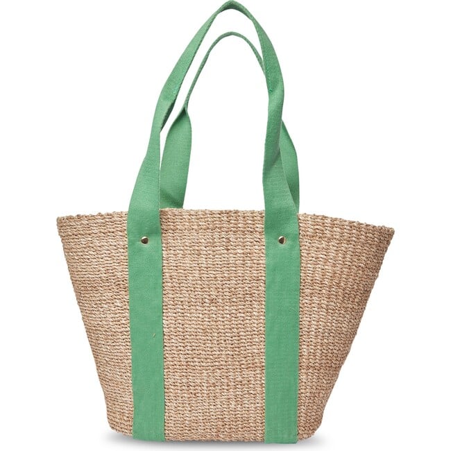 Women's Toci Straw Cotton Handle Tote Bag, Green