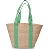 Women's Toci Straw Cotton Handle Tote Bag, Green - Bags - 1 - thumbnail