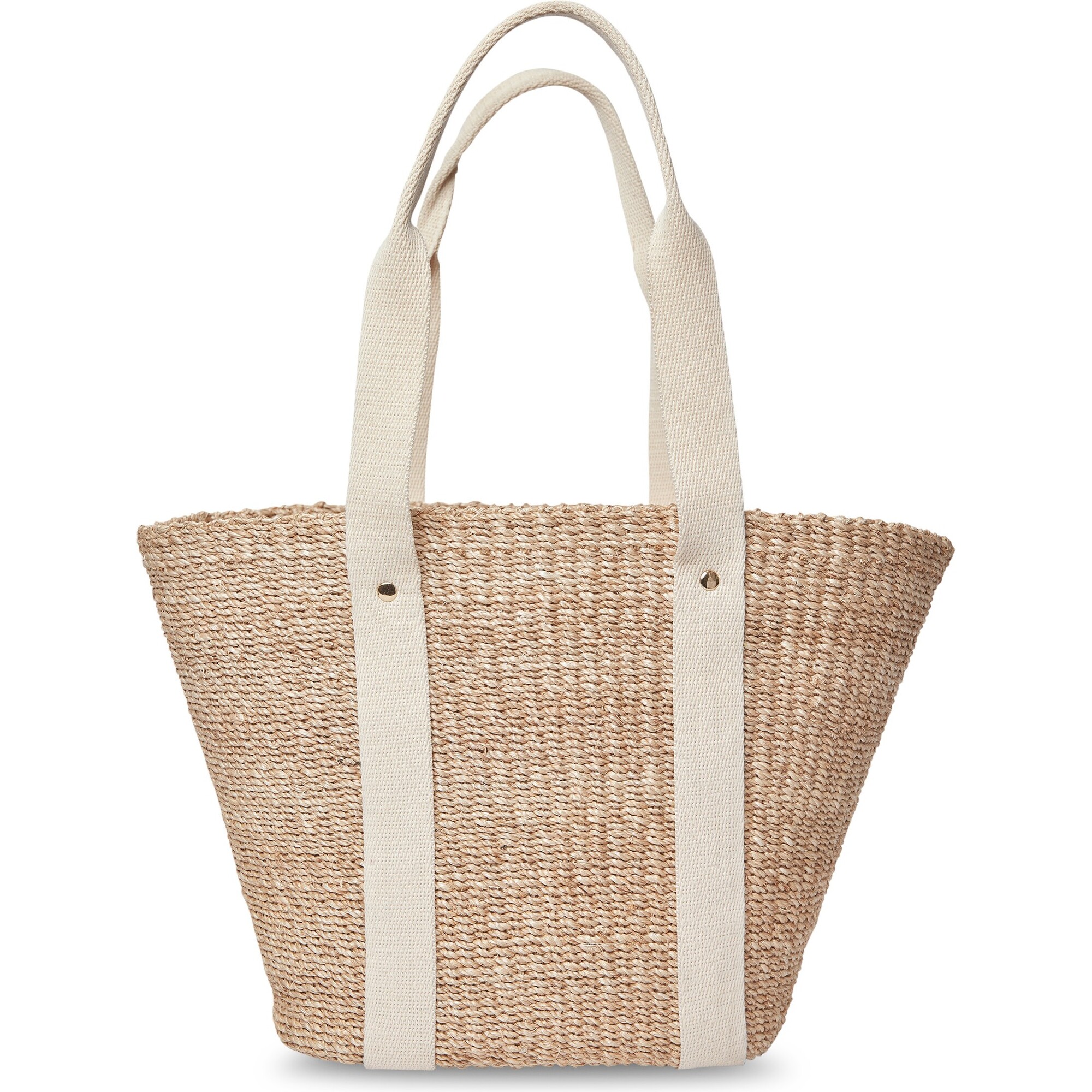 Women's Toci Straw Cotton Handle Tote Bag, Ivory - Bags - 1