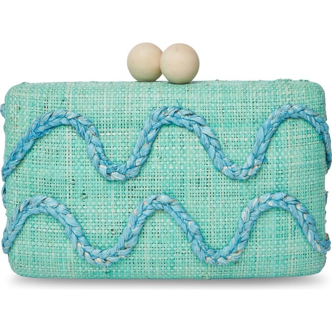 Women's Tierra Embroidered Straw Clutch Bag, Green