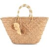 Women's St Tropez Straw Pom Pom Tote Bag, Natural - Bags - 1 - thumbnail