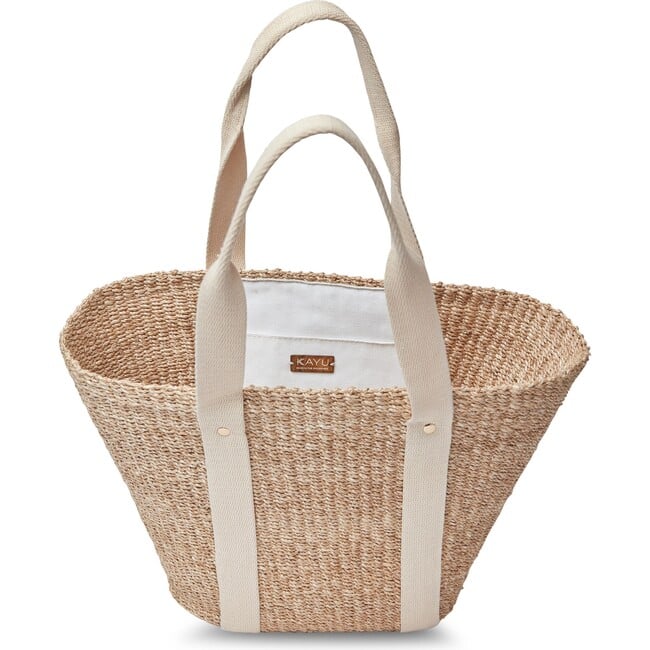 Women's Toci Straw Cotton Handle Tote Bag, Ivory - Bags - 2