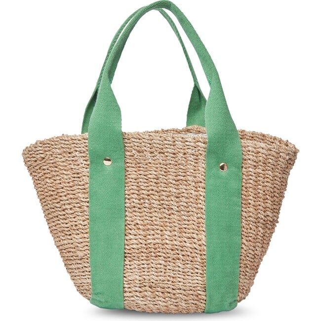 Women's Toci Straw Cotton Handle Mini Tote Bag, Green