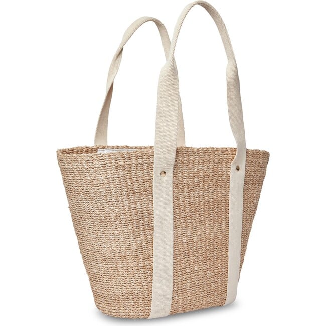 Women's Toci Straw Cotton Handle Tote Bag, Ivory - Bags - 3