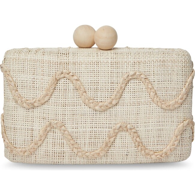 Women's Tierra Embroidered Straw Clutch Bag, Natural