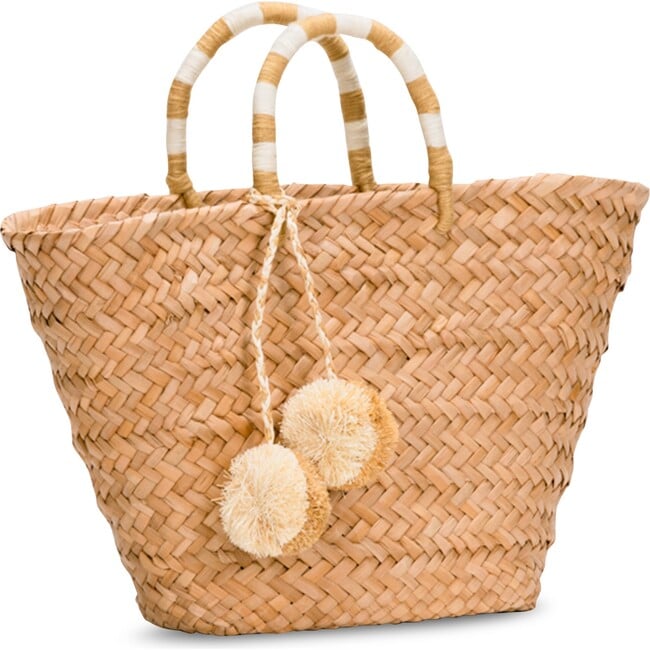 Women's St Tropez Straw Pom Pom Tote Bag, Natural - Bags - 3