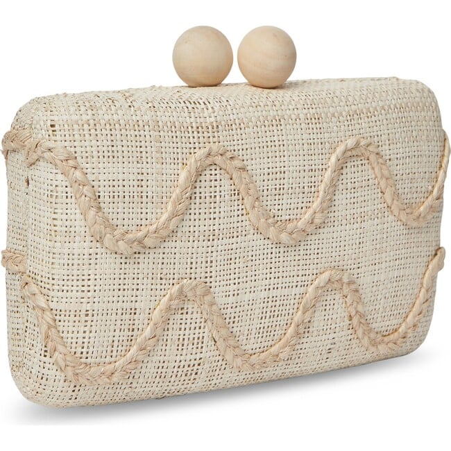 Women's Tierra Embroidered Straw Clutch Bag, Natural - Bags - 3