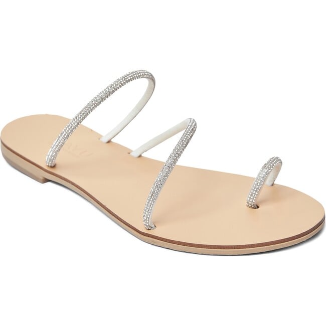 Women's Raissa Vegetable Tanned Leather Sandal, Silver Crystal