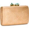 Women's Jen Straw Turquoise Stone Clutch Bag, Gold - Bags - 3