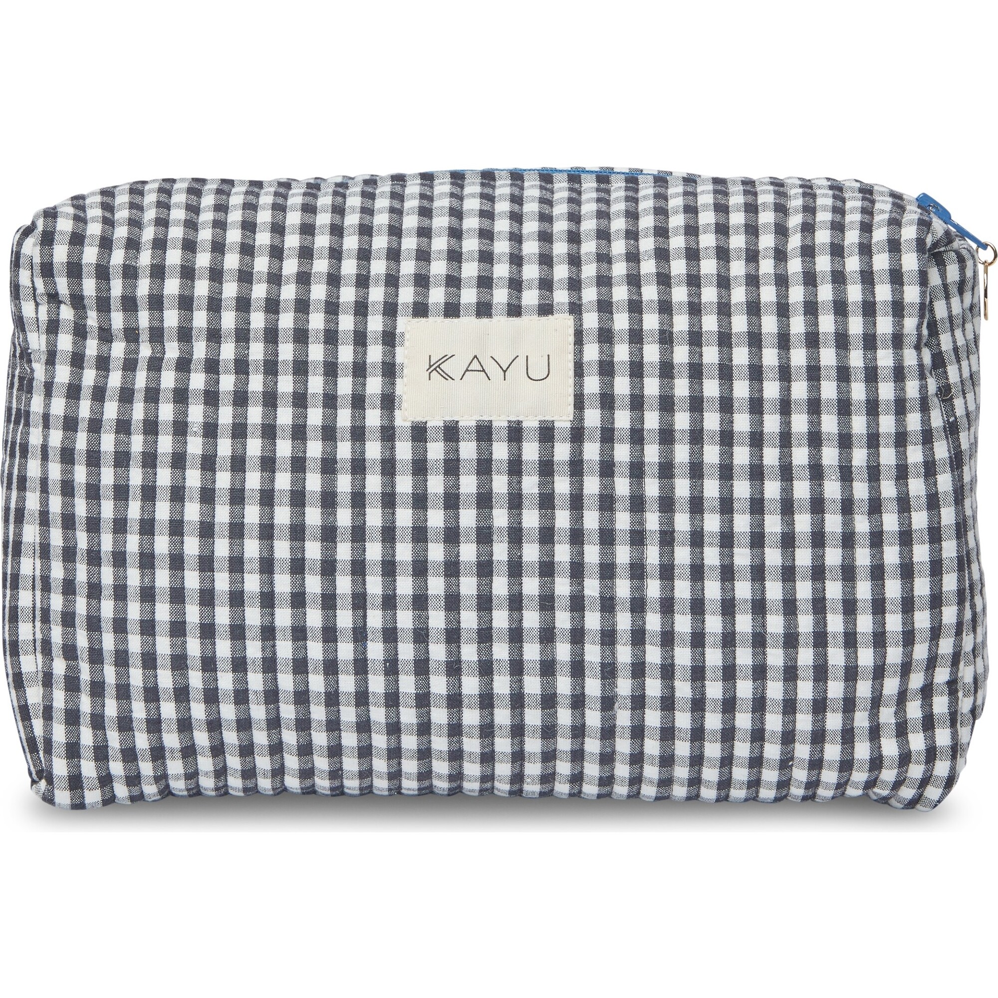 Women's Elsie Travel Case Zip Pouch Bag, Black Gingham - Makeup Bags - 1