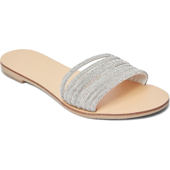 Women's Eleni Vegetable Tanned Leather Sandal, Silver Crystal