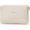 Women's Elsie Mini Travel Case Zip Pouch Bag, Beige Gingham - Makeup Bags - 1 - thumbnail