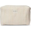 Women's Elsie Travel Case Zip Pouch Bag, Beige Gingham - Makeup Bags - 1 - thumbnail