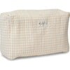 Women's Elsie Travel Case Zip Pouch Bag, Beige Gingham - Makeup Bags - 3