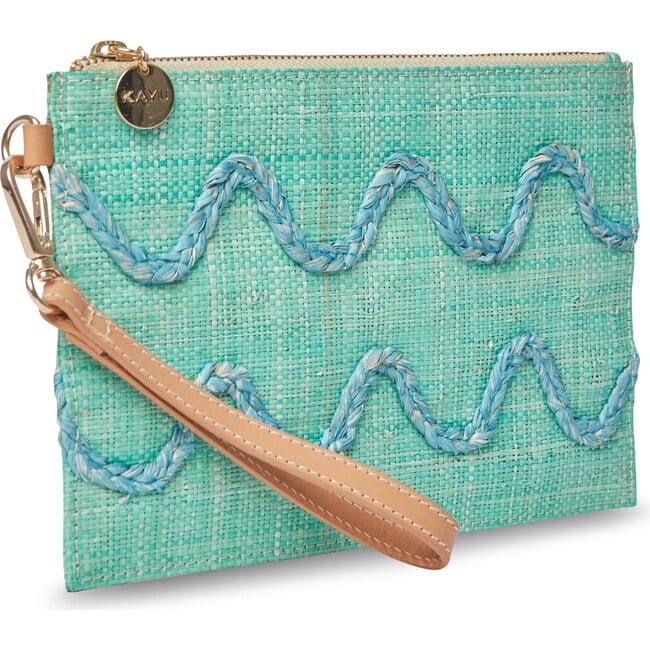 Women's Irma Straw Zip Closure Pouch Wristlet Bag, Green - Bags - 3