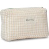 Women's Elsie Mini Travel Case Zip Pouch Bag, Beige Gingham - Makeup Bags - 3