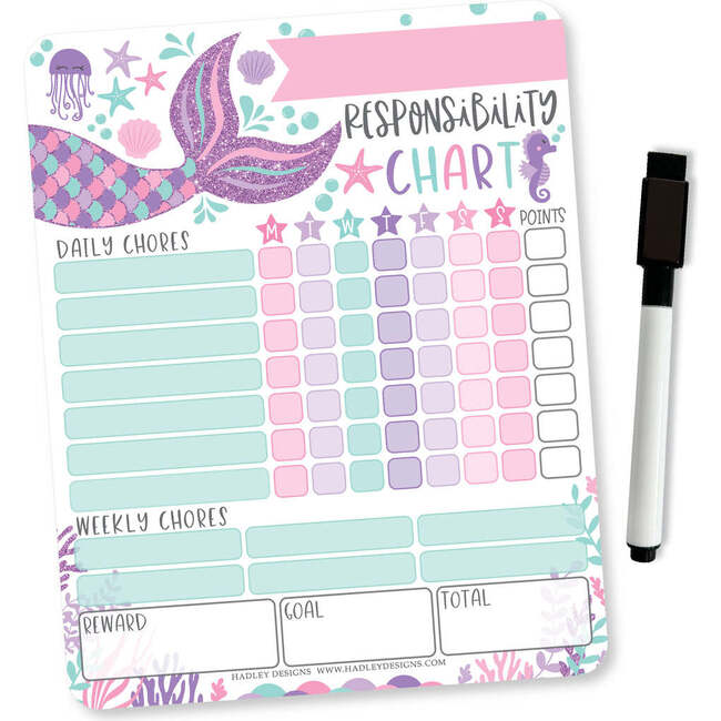 Mermaid Kids Chore Chart, Behavior Chart & Day-N-Night Routine Chart Bundle, Multicolors - Paper Goods - 2