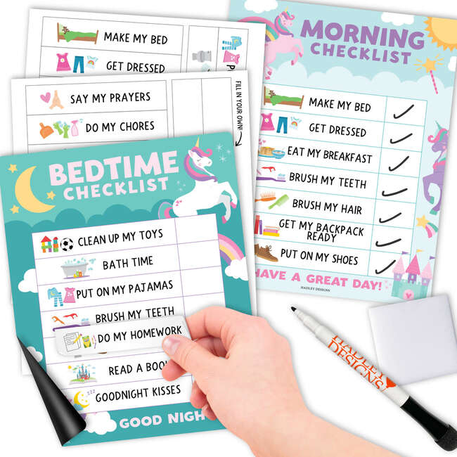 Unicorn Kids Chore Chart, Behavior Chart & Day-N-Night Routine Chart Bundle, Multicolors - Paper Goods - 6