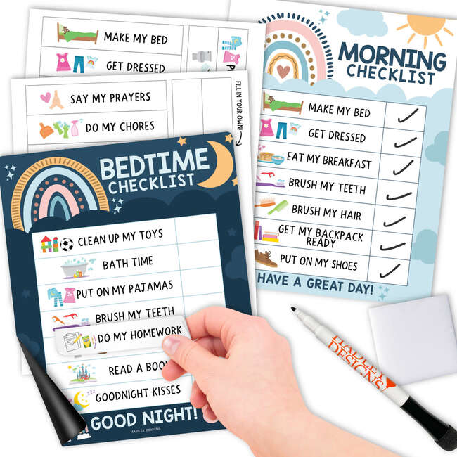 Boho Rainbow Kids Reward Sticker Charts & Day-N-Night Routine Charts Bundle, Multicolors - Paper Goods - 5