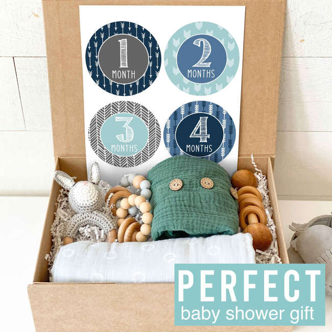 6-Piece Ocean Blue Baby Closet Dividers & 16-Piece Baby Milestone Stickers Baby Shower Gift, Multicolors - Keepsakes & Mementos - 4