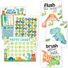 10-Piece Dinosaur Potty Training Charts & 6-Piece Dino Bathroom Wall Art Decor Prints, Multicolors - Paper Goods - 1 - thumbnail