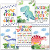 10-Piece Dinosaur Potty Training Charts & 6-Piece Dino Bathroom Wall Art Decor Prints, Multicolors - Paper Goods - 5