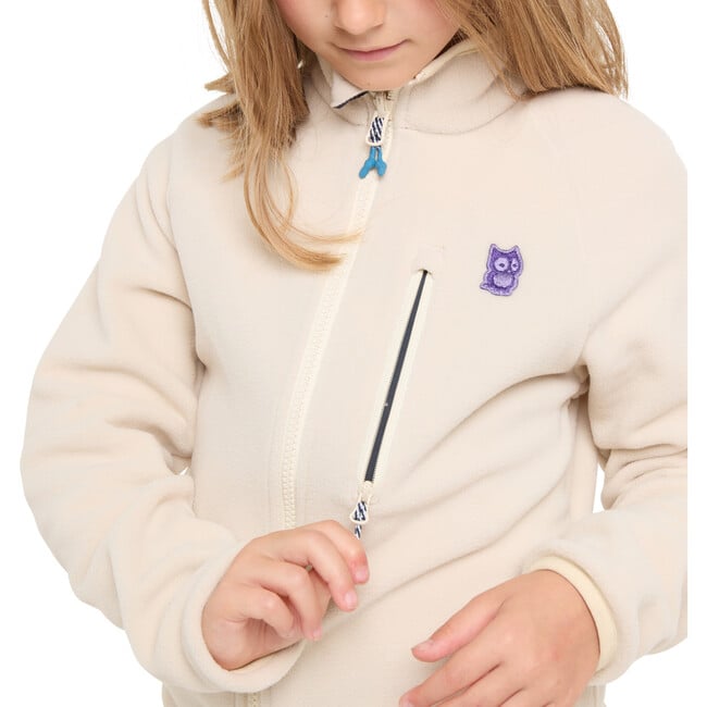 Oda Primaloft Bio Fleece Chin Guard Zipper Jacket, Beige & Purple - Jackets - 3