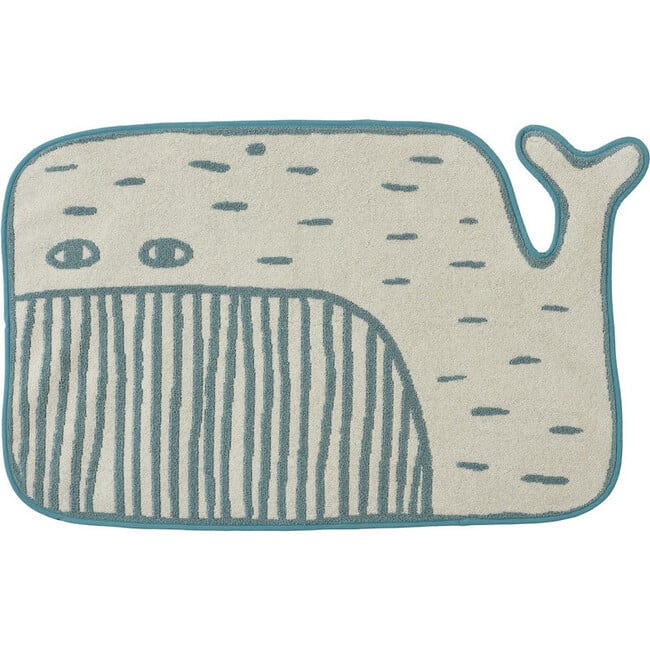 Whale Absorbent Cotton Bath Mat, White