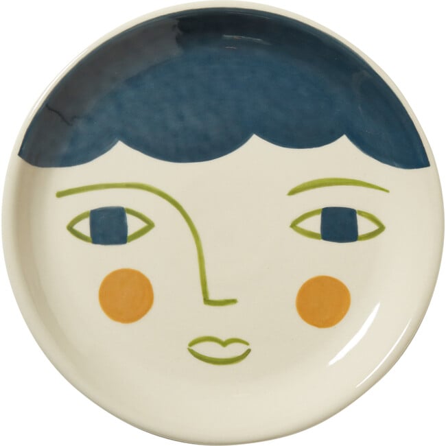 Violet Hand Painted Stoneware Face Plate, Multicolors