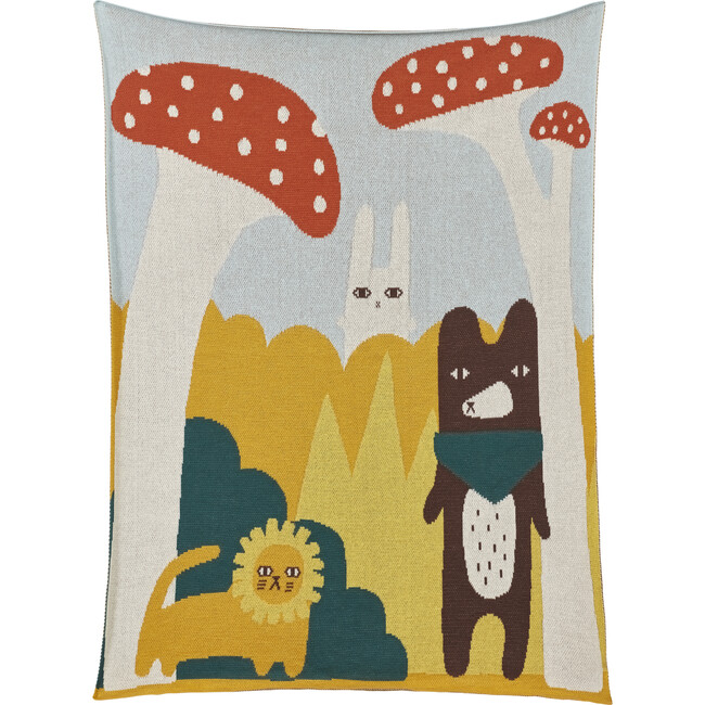 Trees & Creatures Cotton Mini Blanket, Multicolors