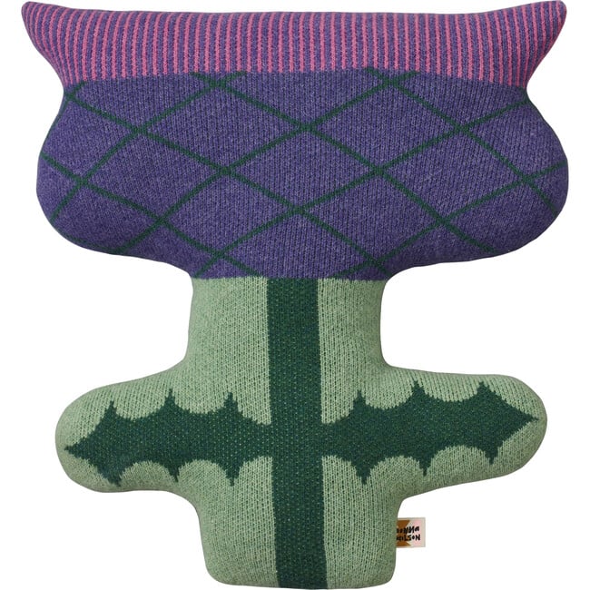 Thistle Shaped Lambswool Stuffed Cushion, Purple