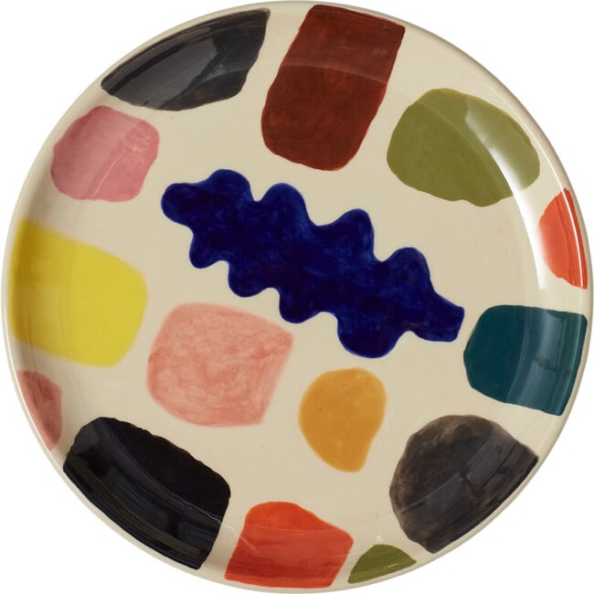 Mottle Hand Painted Stoneware Dinner Plate, Multicolors